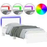 vidaXL Bettgestell mit Kopfteil und LED-Leuchten Weiß 90x190 cm