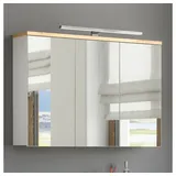Lomadox Spiegelschrank 100cm mit LED-Beleuchtung weiß mit Wotaneiche B/H/T ca. 100/74/20 cm