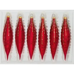 6 tlg. Glas-Zapfen Set in `Ice Rot Gold` Regen