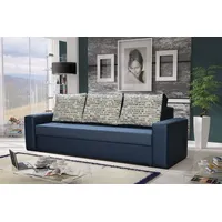 Fun Möbel Sofa Designersofa LEEDS 3-Sitzer mit Schlaffunktion Blau - Blau