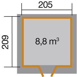 Weka Gartenhaus 227 Gr. 1 2,09 x 2,05 m grau Doppeltür