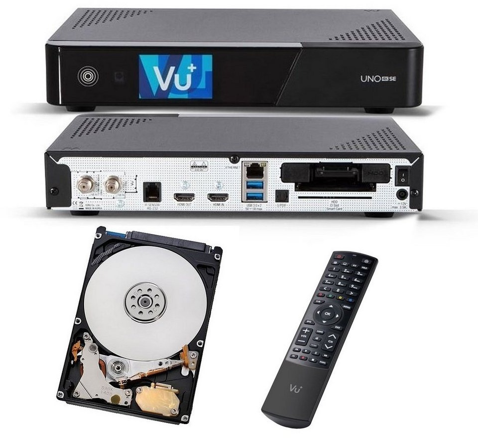 VU+ Uno 4K SE DVB-S2 FBC Sat Receiver Twin Linux UHD 1 TB HDD Festplatte SAT-Receiver