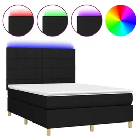 vidaXL Boxspringbett mit Matratze & LED Schwarz 140x200 cm Stoff