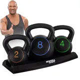 MIWEBA Sports Kettlebell Hanteln Set | Kugelhantel Set - Hantelset 2 | 4 | 8 kg - Kettlebells - Schwunghantel - Inklusive Ablage für Kugeln - Gewichte für Anfänger | Fortgeschrittene | Profi