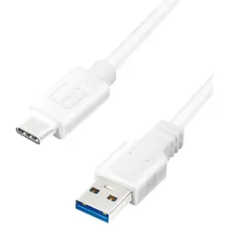 LogiLink USB Datenkabel 3.2 Gen1x1 Kabel USB-A Stecker auf USB-C Stecker 1,5m weiß