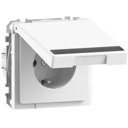 Merten MEG2312-6035 SCHUKO-Steckdose m. Klappd. u. Schriftf., BRS, StK, Lotosweiß, System Design MEG23126035