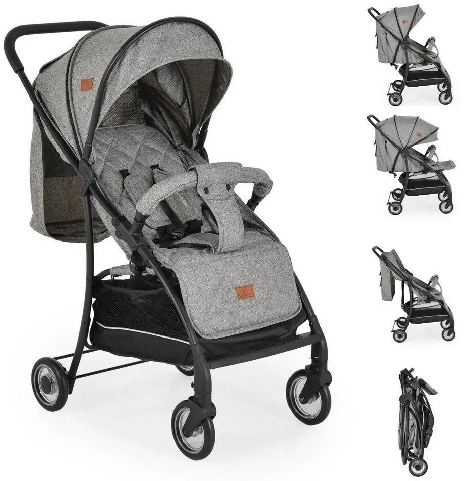 Cangaroo Kinder-Buggy Kinderwagen London, Buggy, Aluminiumrahmen, verstellbare Rückenlehne grau