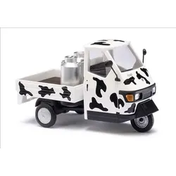 Piaggio Ape 50 mit Milchkannen Ladefläche aus Echtholz Modell von Busch 1:87