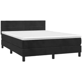vidaXL Boxspringbett mit Matratze & LED Schwarz 140x200 cm Samt