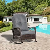Schaukelstuhl mit Kissen Loungemöbel Gartenstuhl PE-Rattan Braun