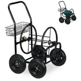 Relaxdays Schlauchwagen Metall 4 Räder schwarz