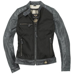 Black-Cafe London Johannesburg Damen Motorrad Leder- / Textil Jacke, schwarz-grau, Größe M