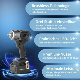STAHLWERK Akku-Werkzeug-Set Drehschlagschrauber 880 Nm Winkelschleifer 7500 U/min