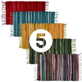 Marrakesch Orient & Mediterran Interior Badematte 5er Set Callum Bunt Teppich 90×50cm, Boho-Vorleger aus Baumwolle, Baumwolle bunt