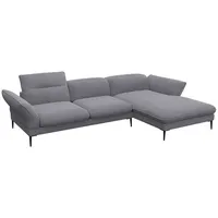 flexlux Ecksofa Salino, Funktionssofa mit Recamiere, Relaxsofa, Ecksofa, Sofa mit Arm- und Kopfteil-Verstellungen, Kaltschaum & Stahl-Wellen grau