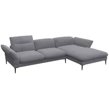 flexlux Ecksofa Salino, Funktionssofa mit Recamiere, Relaxsofa, Ecksofa, Sofa mit Arm- und Kopfteil-Verstellungen, Kaltschaum & Stahl-Wellen grau
