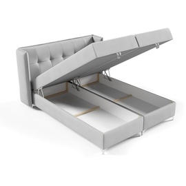 Fun Möbel Boxspringbett Bett Schlafzimmerbett 140x200cm GENET Stoff Matt Velvet Creme