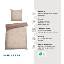 SCHIESSER Wendebettwäsche Doubleface Unifarben Beige 155 x 220 cm + 2 x 80 x 80 cm