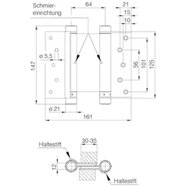 DENI Pendeltürband 3982,Gr.33 beids. Pend,TS 30-35 Edelstahl matt