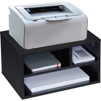 Relaxdays Druckerständer Schreibtisch, 3 Fächer, Regal für Drucker, Druckerhalter, H x B x T: 22,5 x 40 x 30 cm, schwarz
