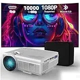 Sunys Bluetooth Mini Beamer, 10000 Lux 1080P HD Full Tragbarer Projektor, LED Heimkino Video Beamer Kompatibel für Tablet/PC/PS4/Firestick (Weib-Blau)