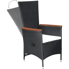 vidaXL Polyrattan Garten-Essgruppe 9-tlg. schwarz inkl. Auflagen 47679