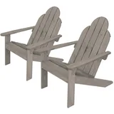 ECD Germany Adirondack-Stuhl 2er Set Gartensessel Massivholz Grau Holzstuhl