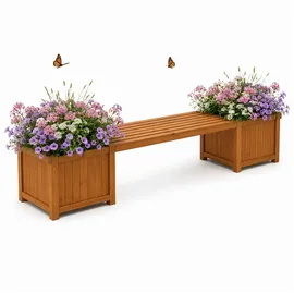 MuCoLa 2in1 Gartenbank 180 x 40 x 40 cm Braun