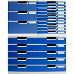 Exacompta 324003D 1x Schubladenbox MODULO A3, 10 geschlossene Laden - Blau