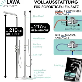 lawa living and lifestyle Gartendusche Edelstahl Silber 0,06 m x 0,41 m