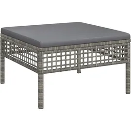 vidaXL Gartenhocker mit Kissen Grau Poly Rattan