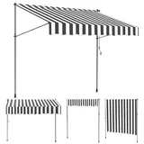 Monucep Klemmmarkise 350 cm Breit, Markise Ohne Bohren mit Handkurbel,Klemmmarkise Balkon UV-beständig,Balkon Sonnenschutz und Wasserdicht,Balkonmarkisen zum Klemmen Weiß Grau