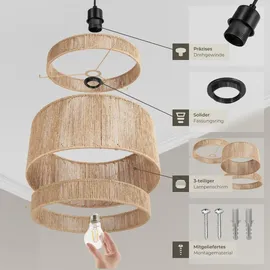 Tectake tectake® Pendelleuchte Lignea Lux Boho-Stil, Wickeltechnik, 40 W, 46 x 32 cm