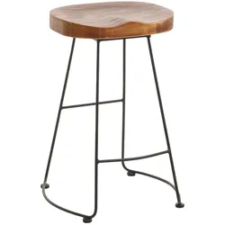 Barhocker MCW-N25, Barstuhl Tresenhocker Küchenhocker, Fußablage Industrial Metall Massiv-Holz 3D-Struktur ~ braun