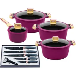 Topf-Set KING "GOURMET", lila (flieder), Töpfe, Antihaft-Beschichtung, Induktion