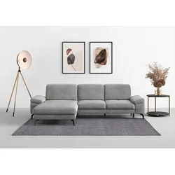 Ecksofa SIT & MORE "Cabana L-Form", silber, B:301cm H:84cm T:195cm, 100% Polyester, Sofas, Recamiere, wahlweise mit Sitztiefen-, Armlehnen- und Kopfteilfunktion