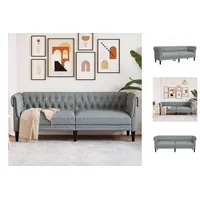 vidaXL Chesterfield-Sofa 3-Sitzer Hellgrau Stoff