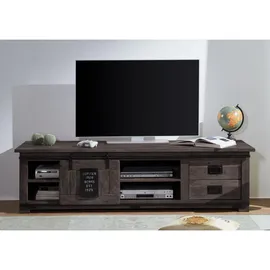 Massivmoebel24 RAILWAY TV-Lowboard 180x55x50 cm Grau Holz