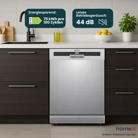 Homex DWFS601444C-S Geschirrspüler (freistehend, 598 mm, Silber)