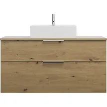 Burgbad Eqio Konsolenplatte, Ausschnitt mittig, 2 Schubladen, Breite 1200mm, WXXH120F5662G0146, Farbe: Eiche Dekor Urban / Eiche Dekor Urban, Griff Chrom G0146