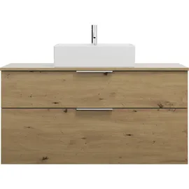 Burgbad Eqio Konsolenplatte, Ausschnitt mittig, 2 Schubladen, Breite 1200mm, WXXH120F5662G0146, Farbe: Eiche Dekor Urban / Eiche Dekor Urban, Griff Chrom G0146