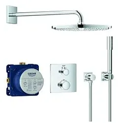 Grohe Grohtherm Unterputz-Duschsystem 34730000 chrom, mit Unterputz-Thermostat, Brausearm 42,2cm