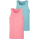 John Devin Tanktop JOHN DEVIN, Damen, Gr. XL (56/58), bunt (rot, türkis meliert), Jersey, Obermaterial: 60% Baumwolle, 40% Polyester, meliert, unifarben, Basic, regular fit, Rundhals, Tops Tanktop, in schöner Melange-Optik