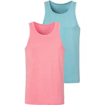 John Devin Tanktop JOHN DEVIN, Damen, Gr. XL (56/58), bunt (rot, türkis meliert), Jersey, Obermaterial: 60% Baumwolle, 40% Polyester, meliert, unifarben, Basic, regular fit, Rundhals, Tops Tanktop, in schöner Melange-Optik