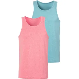 John Devin Tanktop JOHN DEVIN, Damen, Gr. XL (56/58), bunt (rot, türkis meliert), Jersey, Obermaterial: 60% Baumwolle, 40% Polyester, meliert, unifarben, Basic, regular fit, Rundhals, Tops Tanktop, in schöner Melange-Optik