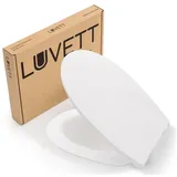 LUVETT WC-Sitz C900 mit Absenkautomatik, Duroplast sanitär, Universelle O-Form (Inklusive 3 Befestigungsarten), mit Original SoftClose® Absenkautomatik, Red Dot-Award Gewinner weiß