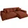luma-home Cord Ecksofa Schlaffunktion ausziehbar Bettkasten Polsterecke L-Couch Terracotta & Braun/Orange