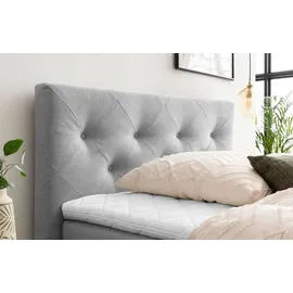 Belanoti MARBO Boxspringbett 140x200 mit Bettkasten 7-Zonen Taschenfederkern Matratze Topper Bett 140x200 Eiche Farbe Hellgrau H2/H3 Pol... - Hellgrau