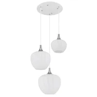 GLOBO Hängelampe Esszimmerleuchte Pendelleuchte 3-Flammig verchromt Glas weiß Muster