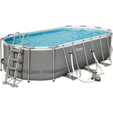 BESTWAY Power Steel Frame Pool oval Set 549 x 274 x 122 cm inkl. Filterpumpe (5-tlg.)